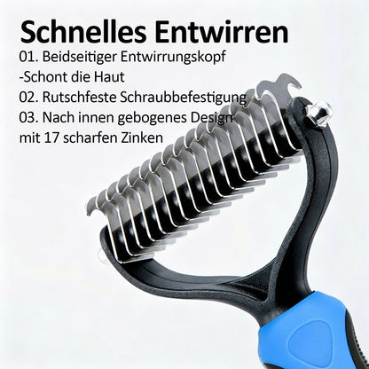 Zeitlich begrenztes Angebot | 🐶🐱 Billhol® Doppelseitiger Haustier-Pflegekamm – Sanfter Entfilzungs- & Fellwechselkamm für Hunde und Katzen