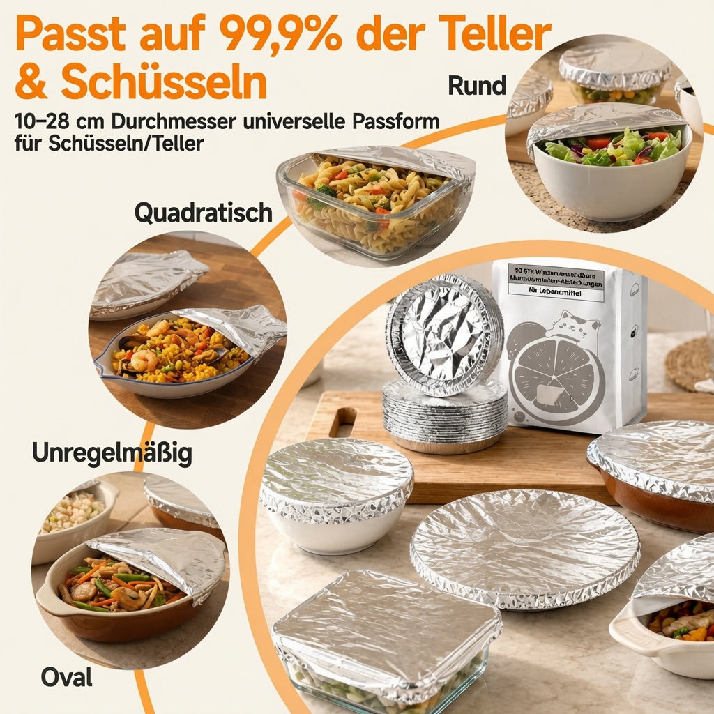 SVOZK® 🍽️ Wiederverwendbare elastische Abdeckungen für Schüsseln🍔, Teller & Platten – halten Reste frisch und sorgen für Ordnung im Kühlschrank ❄️