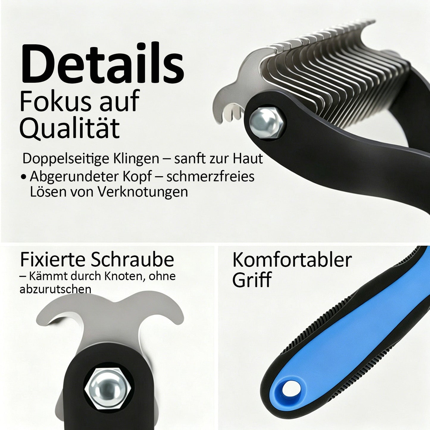 Zeitlich begrenztes Angebot | 🐶🐱 Billhol® Doppelseitiger Haustier-Pflegekamm – Sanfter Entfilzungs- & Fellwechselkamm für Hunde und Katzen