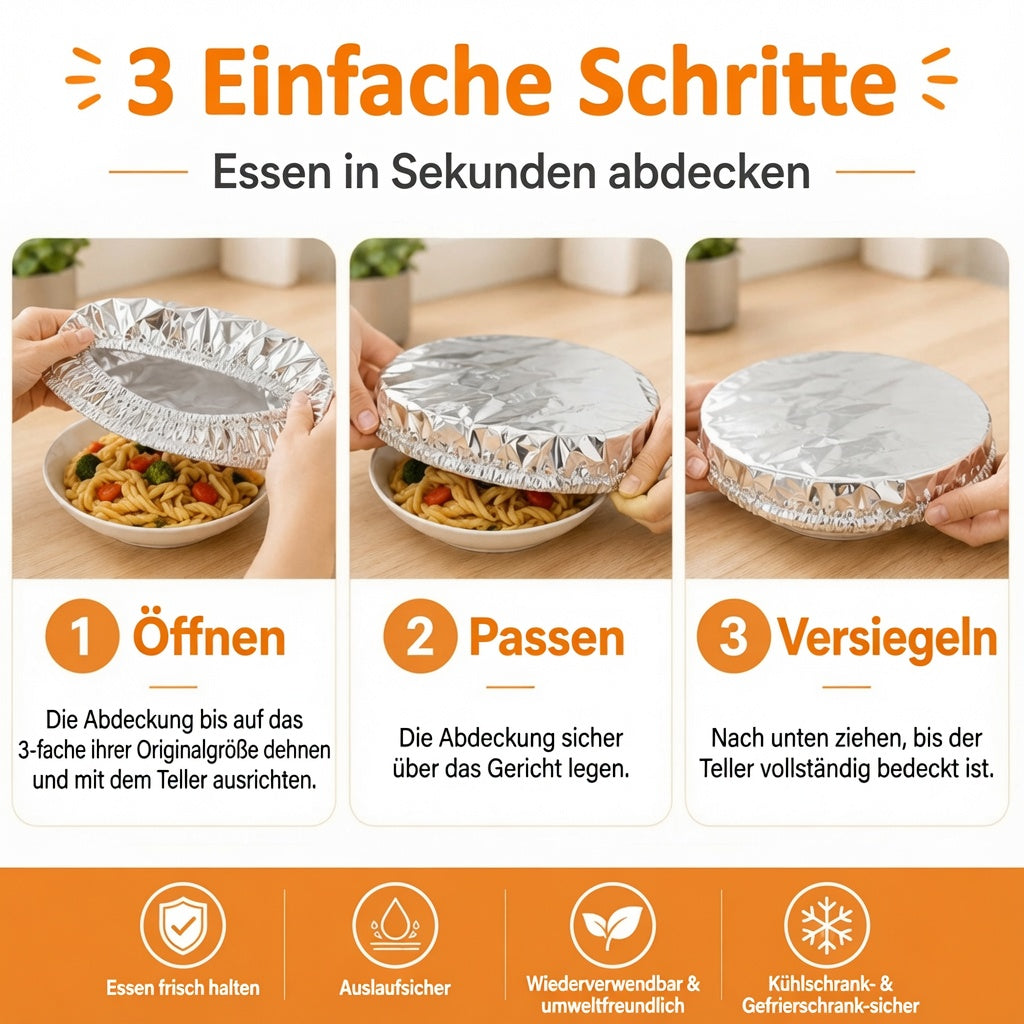 SVOZK® 🍽️ Wiederverwendbare elastische Abdeckungen für Schüsseln🍔, Teller & Platten – halten Reste frisch und sorgen für Ordnung im Kühlschrank ❄️