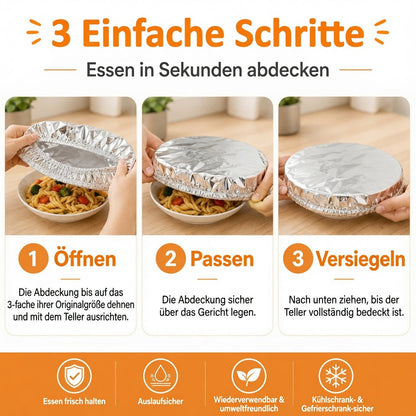 SVOZK® 🍽️ Wiederverwendbare elastische Abdeckungen für Schüsseln🍔, Teller & Platten – halten Reste frisch und sorgen für Ordnung im Kühlschrank ❄️